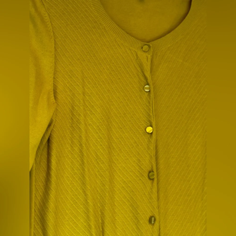 Talbots Mustard Yellow Button-Front Cardigan - Picture 3 of 7